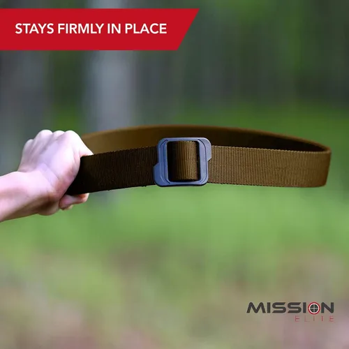 Vista 6 de Cinturón Táctico, Cinturones de Pistola de Nylon de 1.5 Pulgadas para Hombres, Cinturón EDC de 2 Capas con Hebilla de Plástico Ajustable