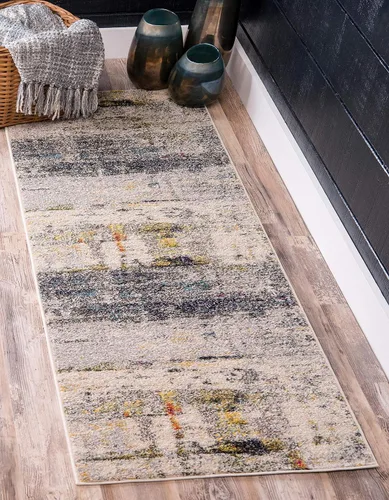 Vista 4 de Tapete abstracto Unique Loom, colección Estrella, moderno, multiárea, Polipropileno, Gris