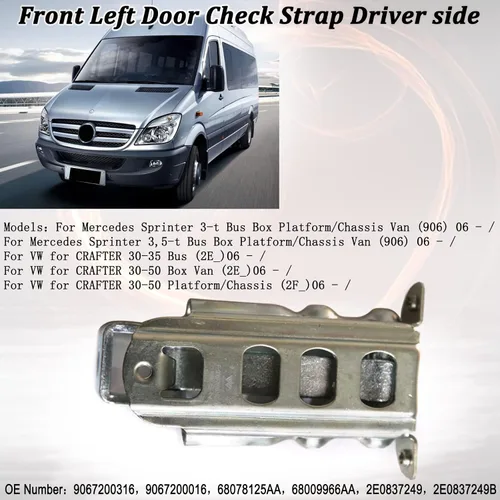 Vista 7 de Correa de control de bisagra de puerta lateral del conductor delantera izquierda para Mercedes Sprinter Van 906 06- para VW CRAFTER 30-35 30-50