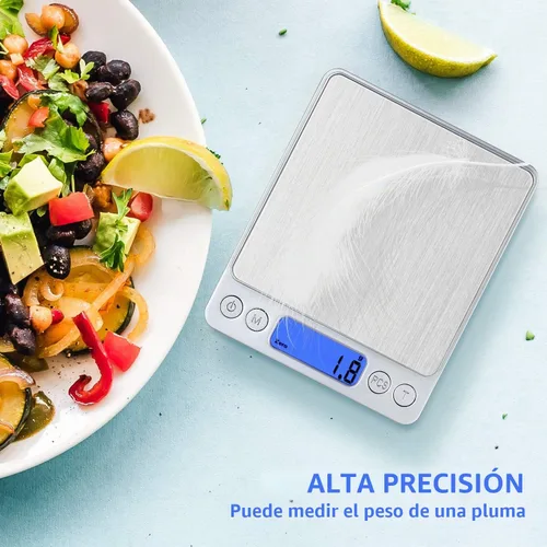 Vista 8 de Báscula de alimentos, báscula de cocina recargable con bandejas de 105.82 oz/0.00 oz, mini báscula con función de tara, báscula digital de gramos