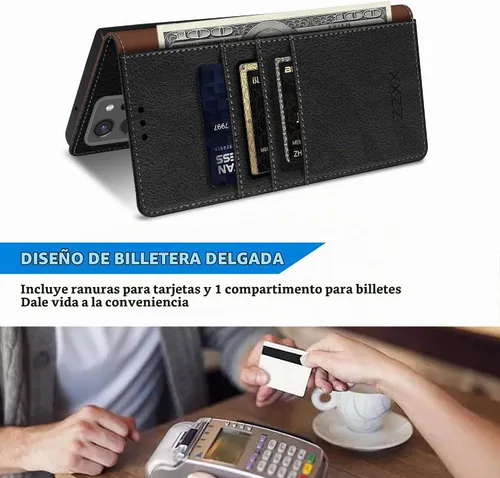 Vista 5 de ZZXX - Funda tipo cartera para Galaxy Note 20 Ultra con cierre magnético Negro