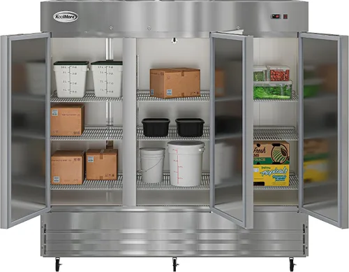 Vista 13 de KoolMore RIR-1D-SS12C Refrigerador comercial de acero inoxidable de entrada con una puerta de acceso para restaurante, café y almacenamiento