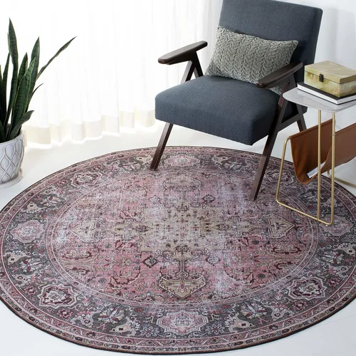 Vista 10 de SAFAVIEH Alfombra lavable Tucson Collection - 2 pies 6 pulgadas x 4 pies, rosa y beige, antideslizante y fácil de limpiar, ideal para sala de estar