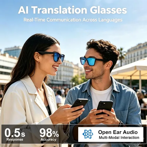 Vista 3 de Lentes inteligentes AI, gafas de sol azules Bluetooth