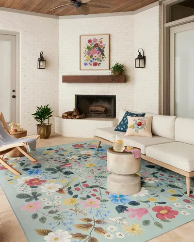 Vista 10 de Loloi Rifle Paper Co. Colección Perennial Wildflower PRN-03 Negro/Azul Marino 2'-5" x 3'-11" Alfombra Decorativa Interior/Exterior