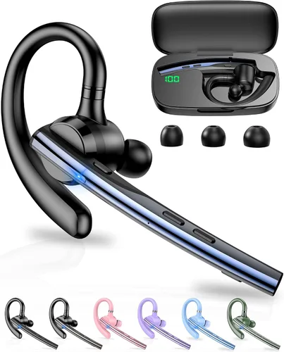 Vista 14 de Auriculares Bluetooth, 72H trabajo auricular inalámbrico de un solo oído Verde militar sólido