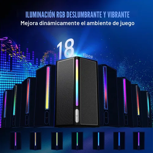 Vista 4 de Sistema de altavoces de computadora FIFINE con subwoofer, altavoz para juegos para PC con RGB, control de volumen, monitoreo, entrada auxiliar