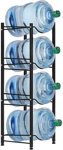 Vista 5 de LIANTRAL Estante para botellas de agua de 5 galones - Soporte desmontable resistente de 3 niveles para el hogar, oficina (negro)