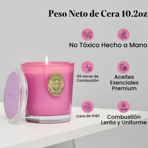 Vista 2 de M&SENSE Vela de soja natural, morado y manzanilla lavanda, 10.2 onzas, quema 55H, vela perfumada de lujo para relajación, regalo, decoración