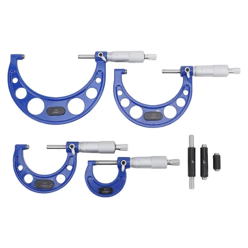 Vista 7 de Keenso 4PCS Outside Micrometer Set, 0-1 Inch 1-2 Inch 2-3 3-4 Machinist Measuring Tool with High Accuracy 0.0001in Graduation, for Quality Control