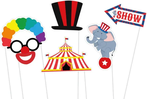 Vista 2 de SWYOUN 27 piezas de carnaval circo cabina de fotos accesorios de fiesta de cumpleaños decoraciones suministros de papel fiesta recuerdos de fiesta