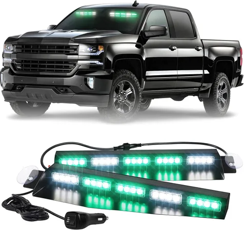 Vista 9 de XRIDONSEN - Luces estroboscópicas para visera de 34 pulgadas, 40 LED, color verde ámbar, luces de emergencia Warning Hazard Caution Safety Lights