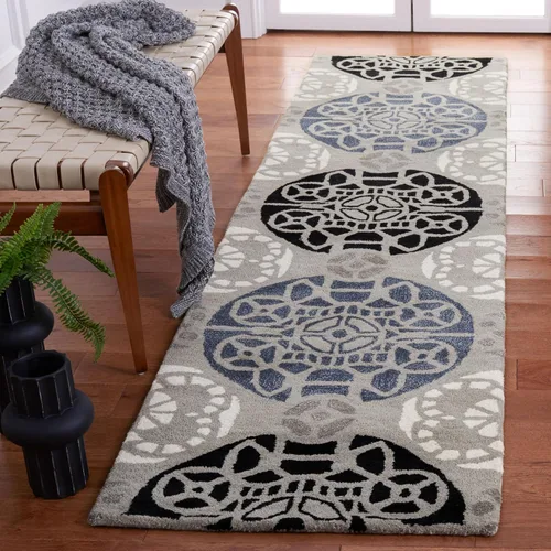 Vista 19 de SAFAVIEH Wyndham Collection - Alfombra decorativa de 2 x 3 pies, beige y azul, hecha a mano, lana moderna, ideal para zonas de alto tráfico