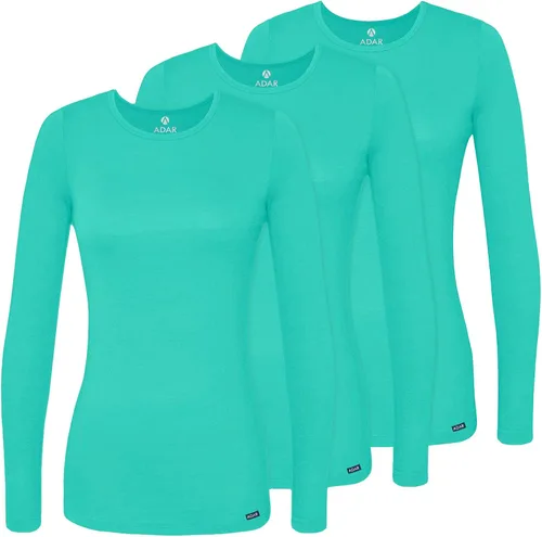 Vista 18 de Adar Underscrubs - Camiseta de manga larga para mujer, paquete de 3 unidades Aguamarina (Aquamarine)