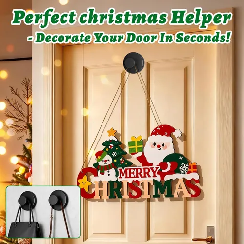 Vista 5 de Ganchos de ventosa para coronas de puerta, resistente, reutilizable, con ventosa para puerta delantera, toallas y decoraciones, nuevo colgador