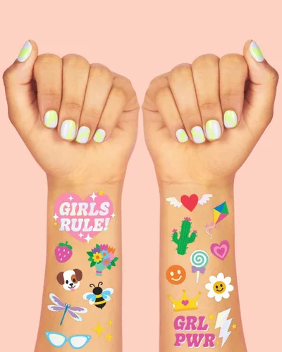 Vista 3 de xo, Fetti 104 tatuajes temporales para niños Recuerdos de fiesta de cumpleaños, actividades en el hogar, regalo, lindos tatuajes temporales