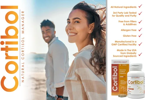 Vista 3 de VH Nutrition CORTIBOL Suplemento para el administrador de cortisol* Soporte suprarrenal de máxima fuerza* para hombres y mujeres Rhodiola