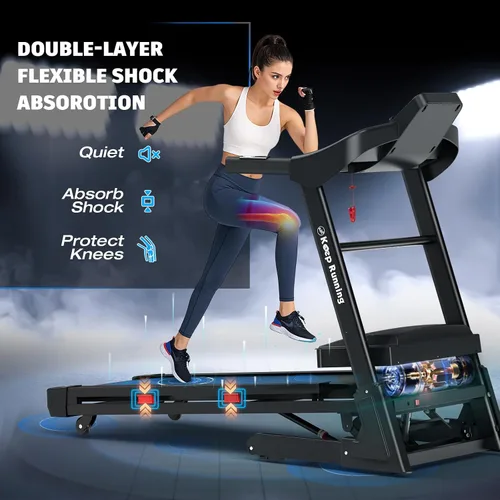 Vista 3 de Cinta de correr con inclinación automática para el hogar – Cinta de correr resistente al 15% con capacidad de 400 libras para el hogar, máquina