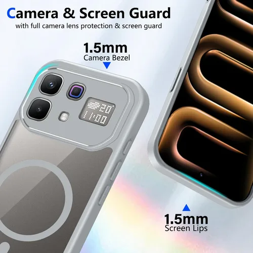 Vista 572 de Funda magnética transparente compatible con Xiaomi 17T, color negro 2 en 1 PC + TPU cubierta de teléfono a prueba de golpes, carcasa protectora