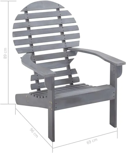 Vista 2 de Silla Adirondack de madera de acacia maciza, gris, 27.2 pulgadas de ancho x 35.0 pulgadas de alto, acabado desgastado, para asientos al aire libre