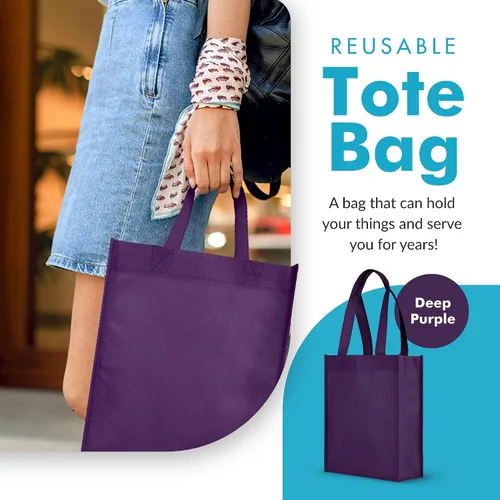 Vista 2 de Pack de 25 bolsas reutilizables para regalos, fiestas, almuerzo., Púrpura profundo