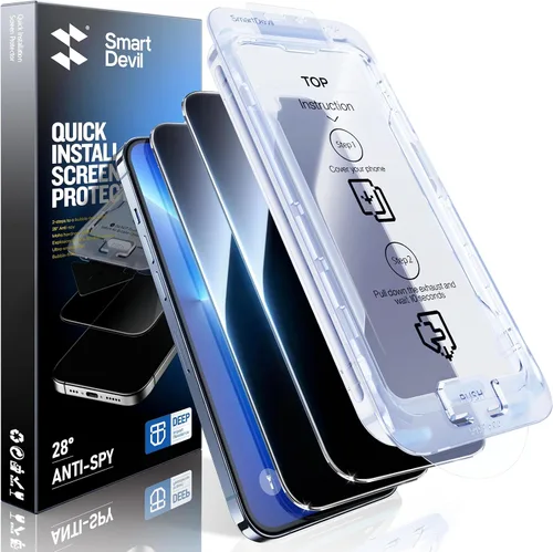 Vista 29 de SMARTDEVIL Paquete de 2 protectores de pantalla de privacidad para iPhone Air, vidrio templado 9H antiespía de 28°, resistente a impactos