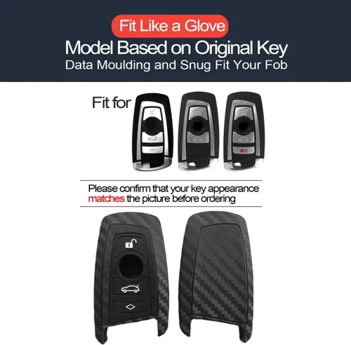 Vista 2 de 2 piezas Compatible con BMW X4 X5 X1 X3 X6 3 5 7 Series M1 M2 M3 M5 335 328 535 650 740 F05 F10 F20 F30 Funda para llavero con aspecto de fibra