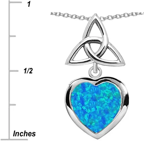 Vista 2 de Star K Collar con colgante de corazón de plata de ley con nudo celta