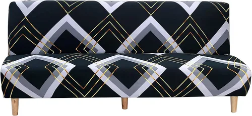 Vista 6 de ele ELEOPTION Funda de Sofá Cama sin Brazos Triangular Gris Funda Deslizable Elástica Fundas de Sofá Plegable Fundas de Sofá Fundas de Futón