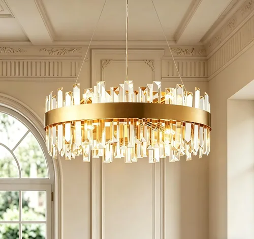 Vista 10 de Lámpara de Araña de Cristal Moderna de 2 Luces D23.6 Lámpara de Araña de Comedor Sobre Mesa Luminaria de Techo Colgante Contemporánea Altura