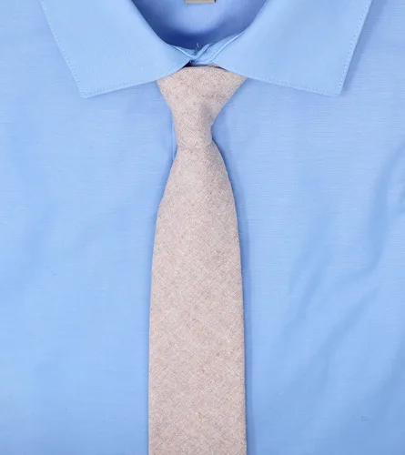Vista 59 de Corbata delgada de algodón cambray para hombre, estilo desgastado texturizado - 2 1/2 pulgadas de ancho