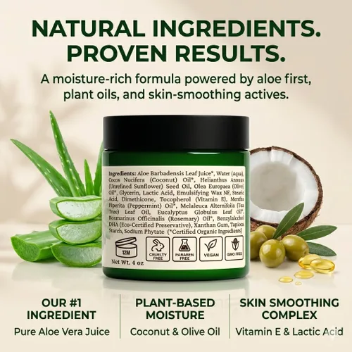 Vista 6 de Natural Escapes Crema de pies de menta + romero, eucalipto y árbol de té para talones y pies secos agrietados, loción hidratante para pies