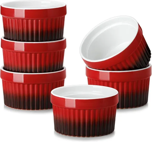 Vista 18 de MALACASA Ramequines de 119 ml aptos para horno, pequeños platos de soufflé cerámicos para crema brulée y soufflé, tazas de natillas de barro Azul
