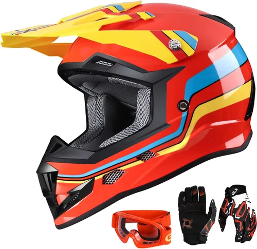 Vista 9 de GLX GX623 Youth ATV & Dirt Bike Helmet Combo, DOT Camouflaje