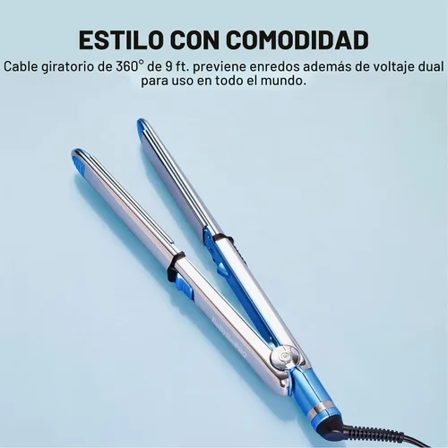 Vista 6 de BaBylissPRO Nano Titanium Prima Ionic Hair Straightener - Plancha plana profesional y rizador en uno para estilistas, herramienta de peinado Azul