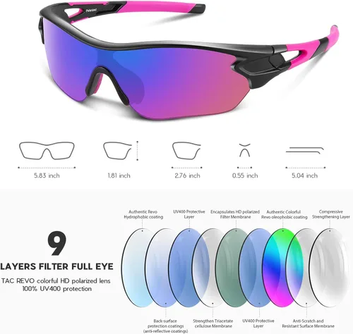 Vista 4 de Lentes de sol polarizados para hombres y mujeres jóvenes de béisbol ciclismo correr conducir pesca golf motocicletas lentes TAC UV400