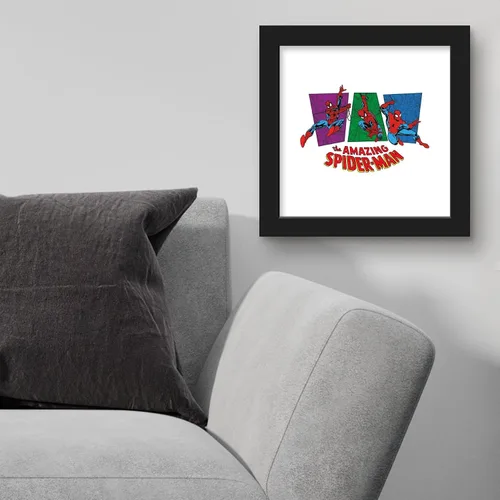Vista 3 de Trends International Gallery Pops Marvel Spider-Man - Foco retro increíble Spider-Man 3 paneles de arte de pared, 12.00 x 12.00 pulgadas, versión