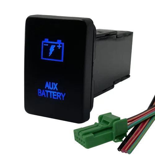 Vista 13 de Interruptor de botón de LED azul AIR COMP para Toyota Sequoia Highlander Landcruiser Tacoma 4Runner Highlander 3 amperios 12 V Botón de encendido