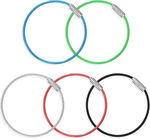 Vista 10 de Uniclife 4 Inch Wire Keychain Cable Heavy Duty Stainless Steel Key Ring