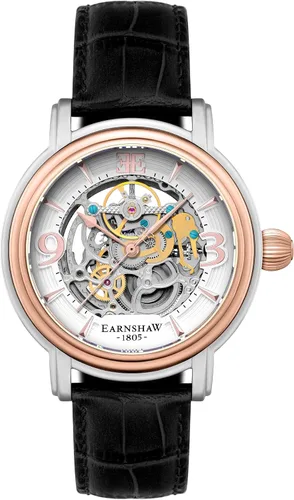 Vista 8 de Thomas Earnshaw Longcase Grande Skeleton Reloj automático para hombre, 1.890 in, esfera de corazón abierto, correa de cuero genuino ES-8011