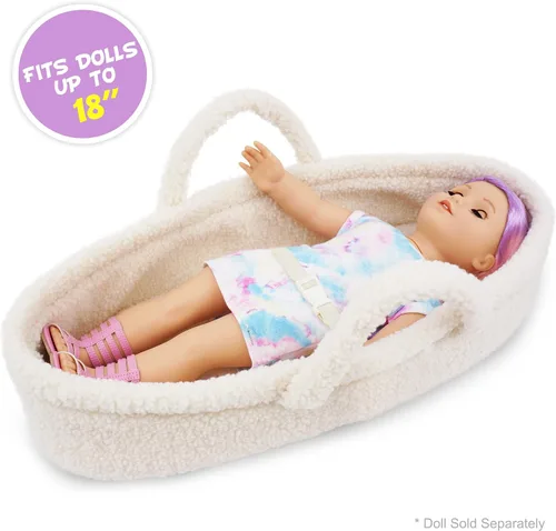 Vista 4 de June Garden Cozy Dream Doll Bassinet - Portador Portátil para Muñecas de Bebé - Se Adapta a Muñecas American Girl o Osos de Peluche de hasta 18