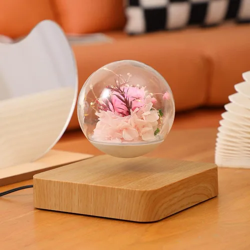 Vista 6 de Flor de levitación magnética, flores eternas reales y eternas, lámpara de luz LED de levitación flotante, luz decorativa para niños, amantes y amigos