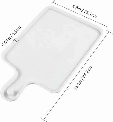 Vista 6 de Moldes de bandeja de silicona de resina, molde de fundición de epoxi para bricolaje, tabla de cortar rectangular grande con asa, esencial de cocina