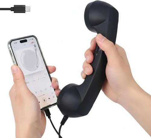 Vista 9 de 2026 New Retro Phone Handset for iPhone, Type-C Retro Telephone Wired Handsets Style Landline Handle Receiver for Cell Mobile Video Conferences