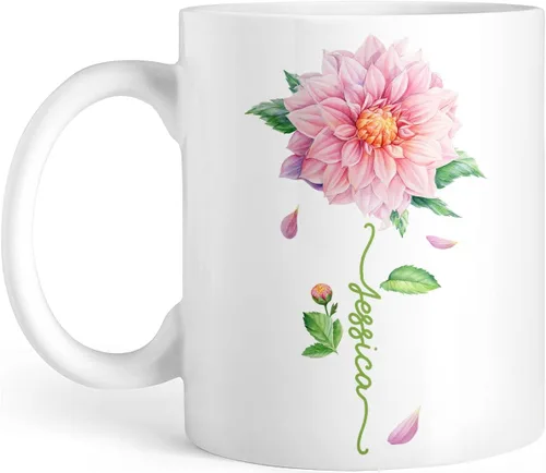 Vista 14 de CUBICER Tazas de café personalizadas, diseño de lirio, nombre personalizado, tazas de cerámica blanca, taza de viaje grande, vaso para beber, Lirio