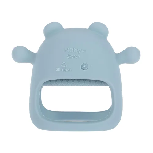 Vista 7 de Nuby Manopla de dentición de muñeca de silicona - Anillo de mordedor para bebés - Más de 3 meses - Oso azul Oso azul