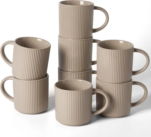 Vista 18 de famiware Juego de 4 tazas de café de 12 onzas, tazas de cerámica con asa Negro (Star-Black)