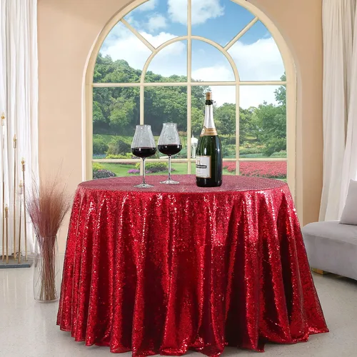 Vista 46 de Manteles redondos de lentejuelas negros para fiestas, de 121,9 cm, mantel redondo de purpurina ajustado, pequeño, lindo y dulce, para boda