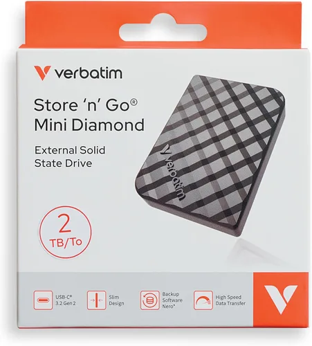 Vista 9 de Verbatim 2TB Store 'n' Go Mini Unidad externa de estado sólido USB 3.2 Gen 1 USB-C Conexión - Diamante Negro