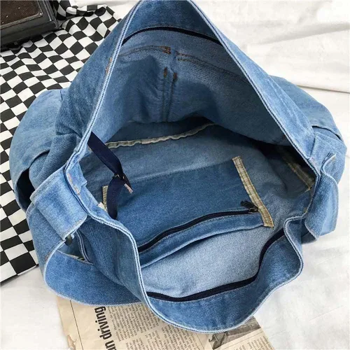 Vista 4 de Bolso cruzado bohemio hipster hobo bohemio hippie de lona, bolso de mano estético, bolso grande de hada grunge